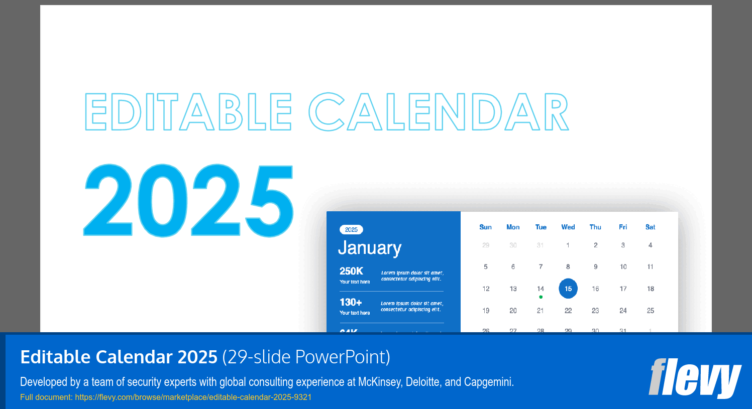 Editable Calendar 2025 (29-slide PPT PowerPoint presentation (PPTX)) Preview Image