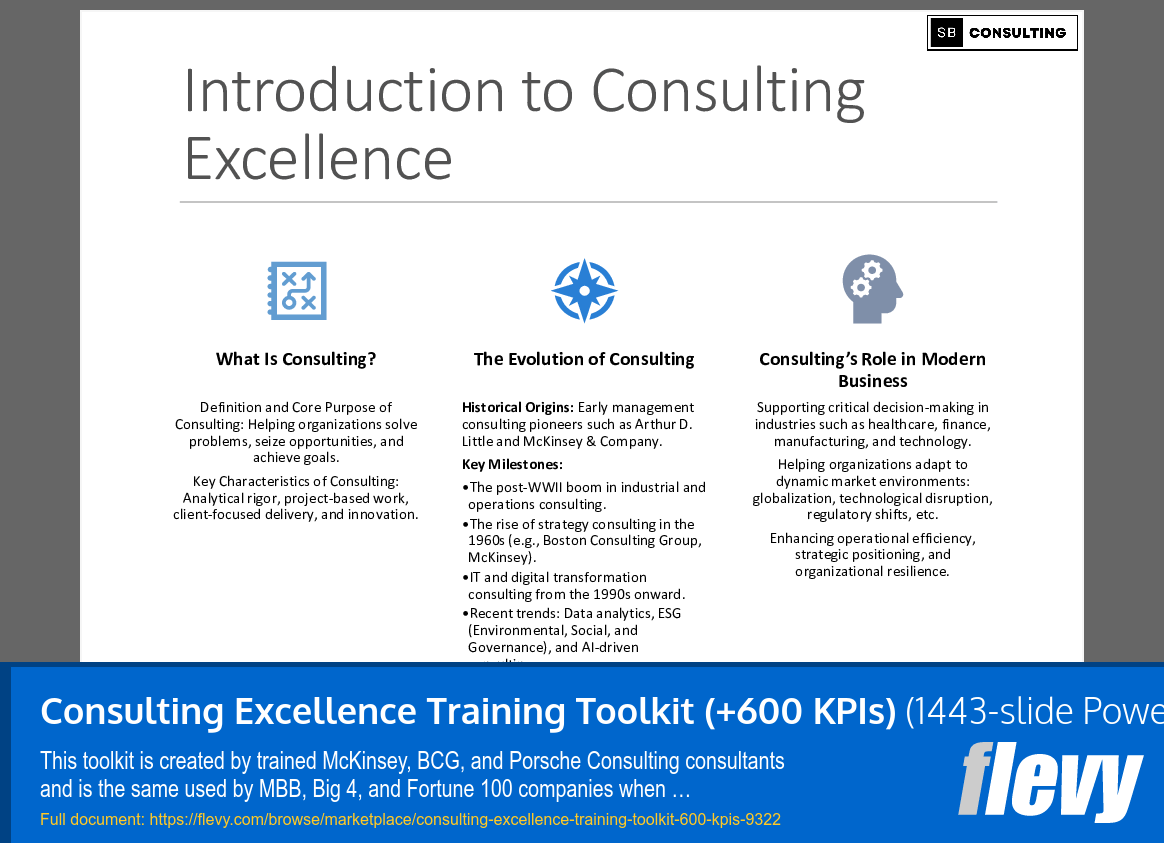 Consulting Excellence Training Toolkit (+600 KPIs) (1443-slide PPT PowerPoint presentation (PPTX)) Preview Image