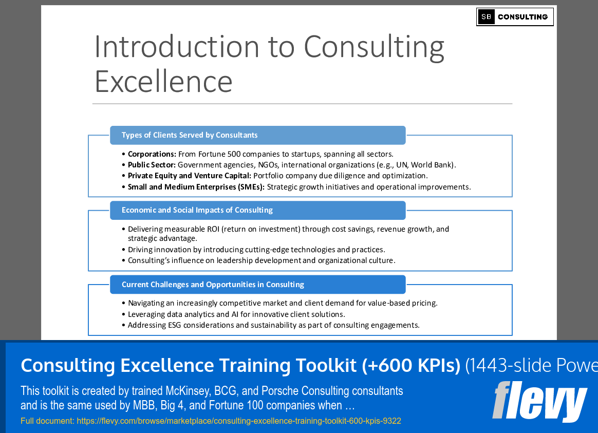 Consulting Excellence Training Toolkit (+600 KPIs) (1443-slide PPT PowerPoint presentation (PPTX)) Preview Image