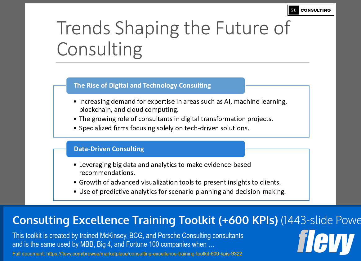 Consulting Excellence Training Toolkit (+600 KPIs) (1443-slide PPT PowerPoint presentation (PPTX)) Preview Image