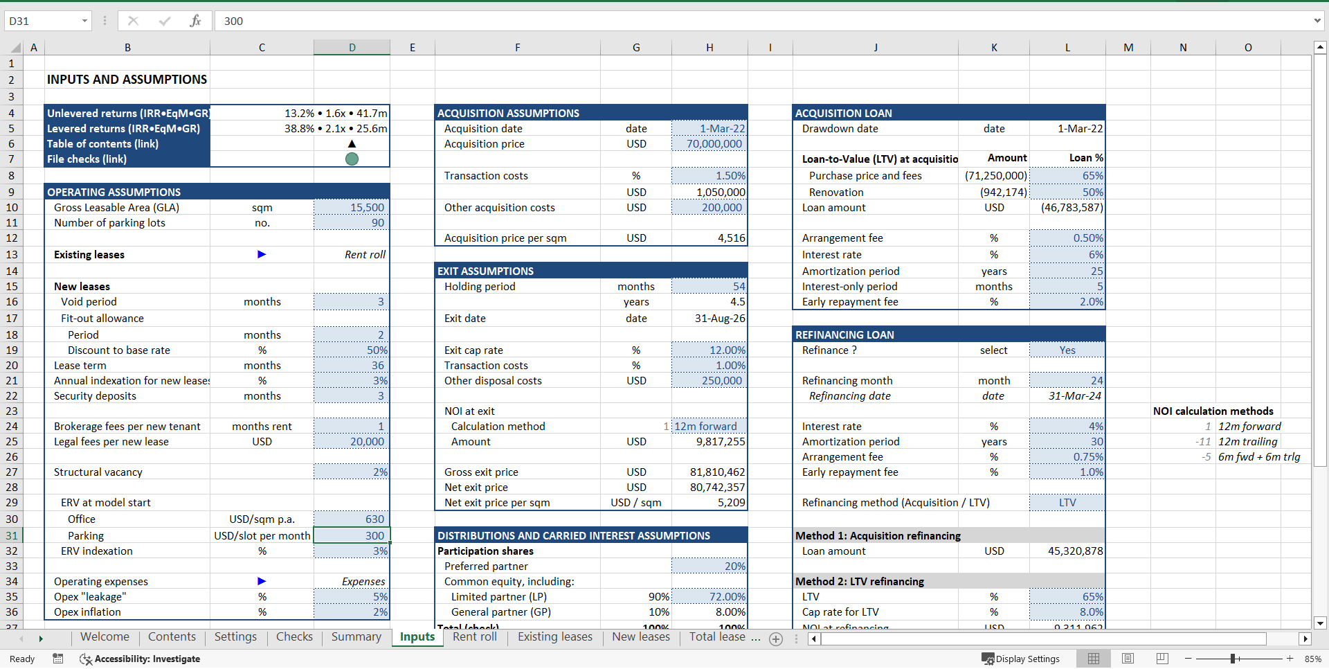 Office Acquisition ("Buy-Hold-Sell") Financial Model (Excel template (XLSX)) Preview Image