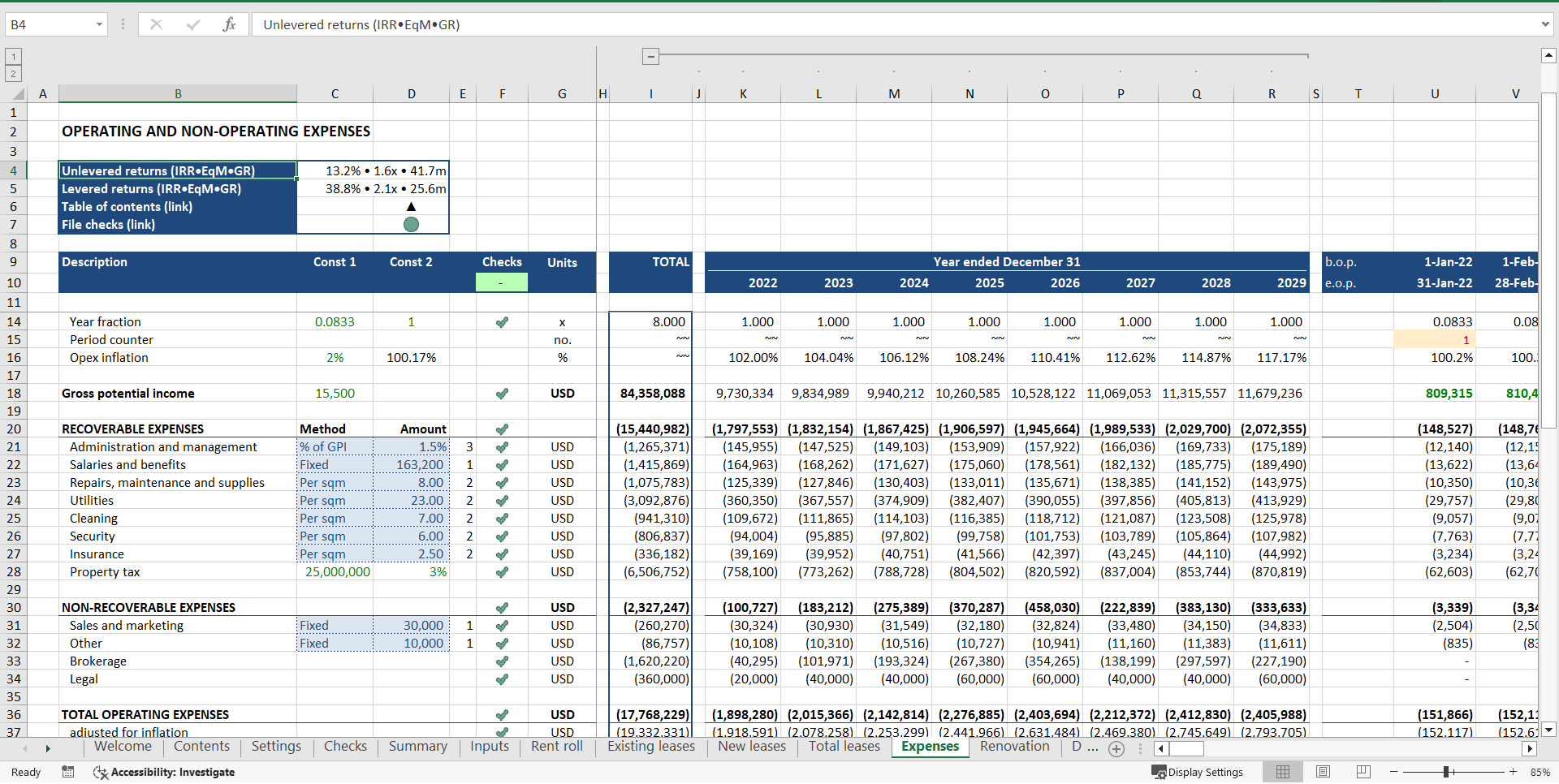 Office Acquisition ("Buy-Hold-Sell") Financial Model (Excel template (XLSX)) Preview Image