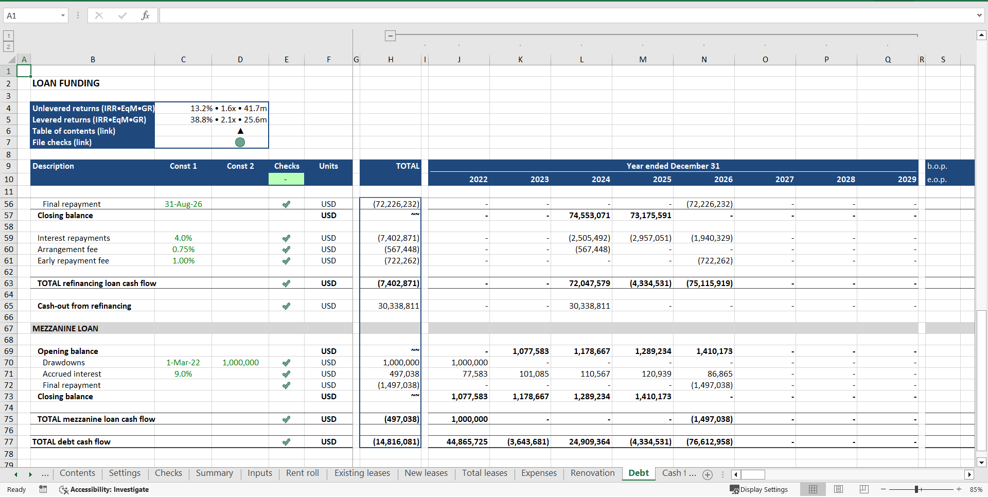 Office Acquisition ("Buy-Hold-Sell") Financial Model (Excel template (XLSX)) Preview Image