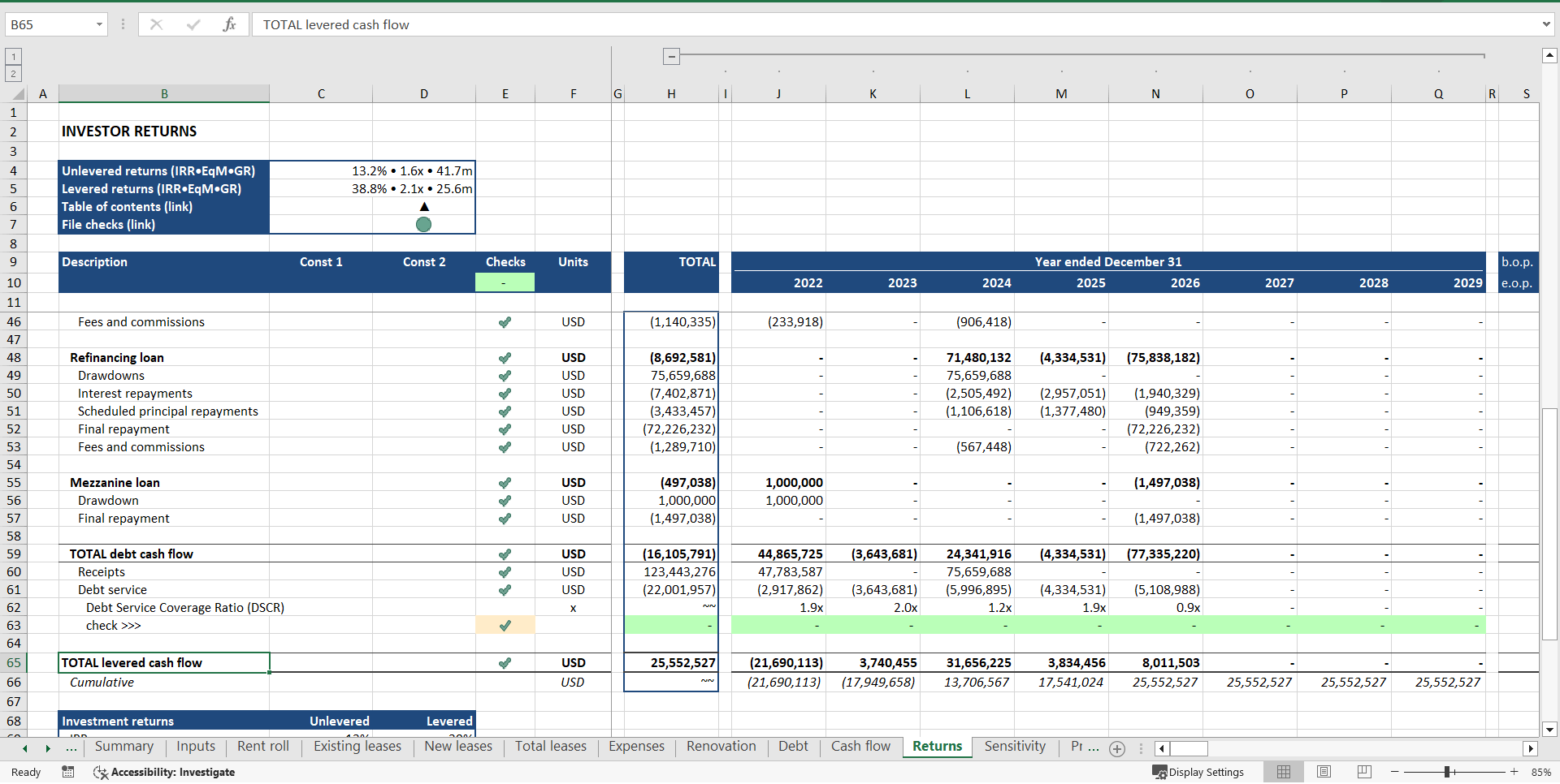 Office Acquisition ("Buy-Hold-Sell") Financial Model (Excel template (XLSX)) Preview Image