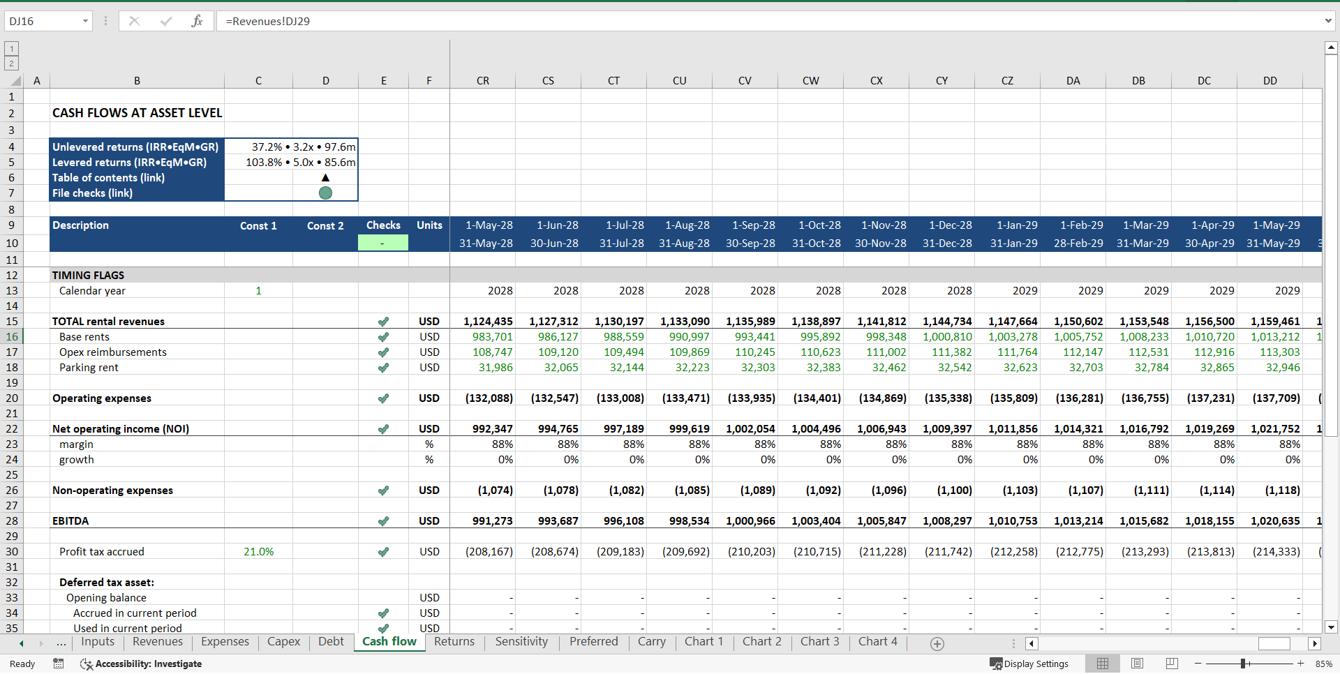 Office Development ("Build-Hold-Sell") Financial Model (Excel template (XLSX)) Preview Image