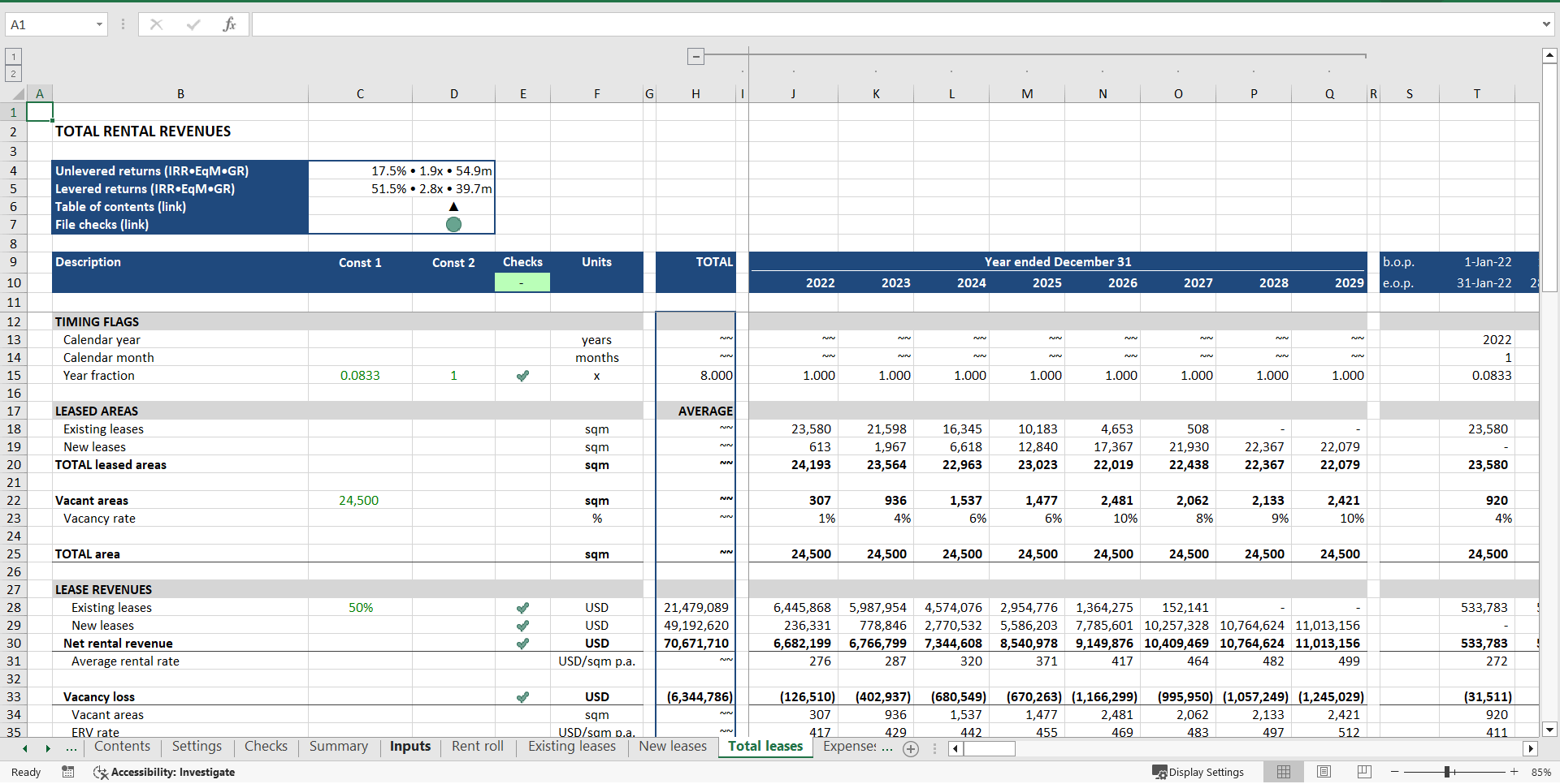 Warehouse Acquisition ("Buy-Hold-Sell") Financial Model (Excel template (XLSX)) Preview Image