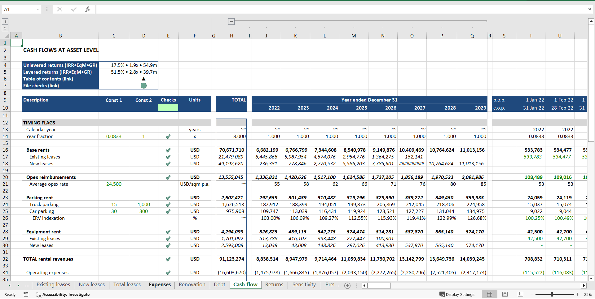 Warehouse Acquisition ("Buy-Hold-Sell") Financial Model (Excel template (XLSX)) Preview Image