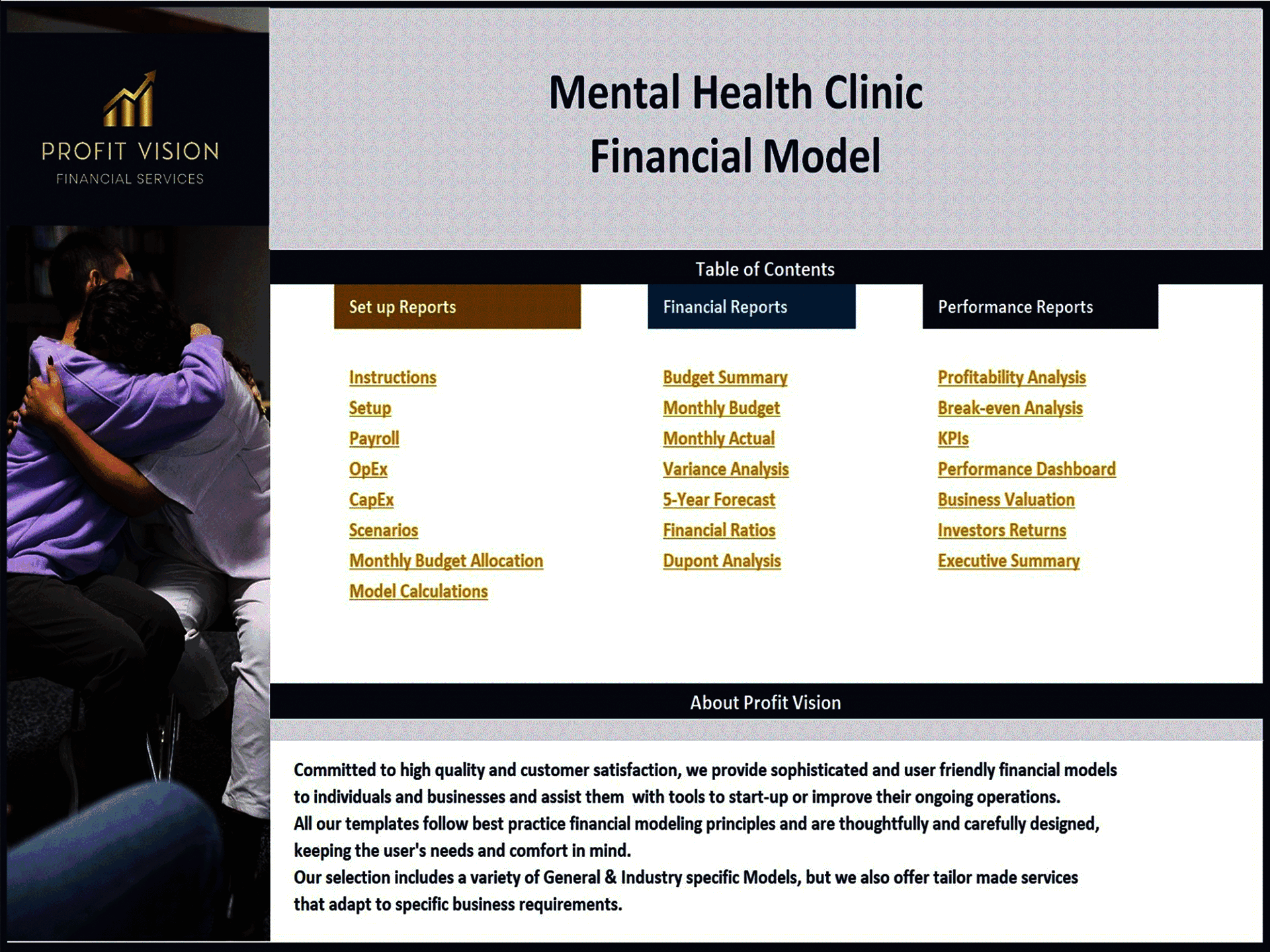 Mental Health Clinic – 5 Year Financial Model (Excel template (XLSX)) Preview Image