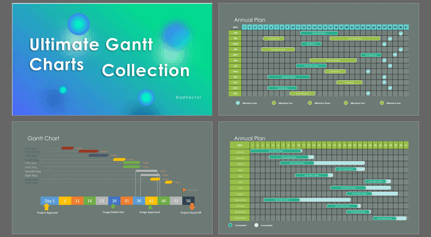 Ultimate Gantt Charts Collection (46-slide PPT PowerPoint presentation (PPTX)) Preview Image