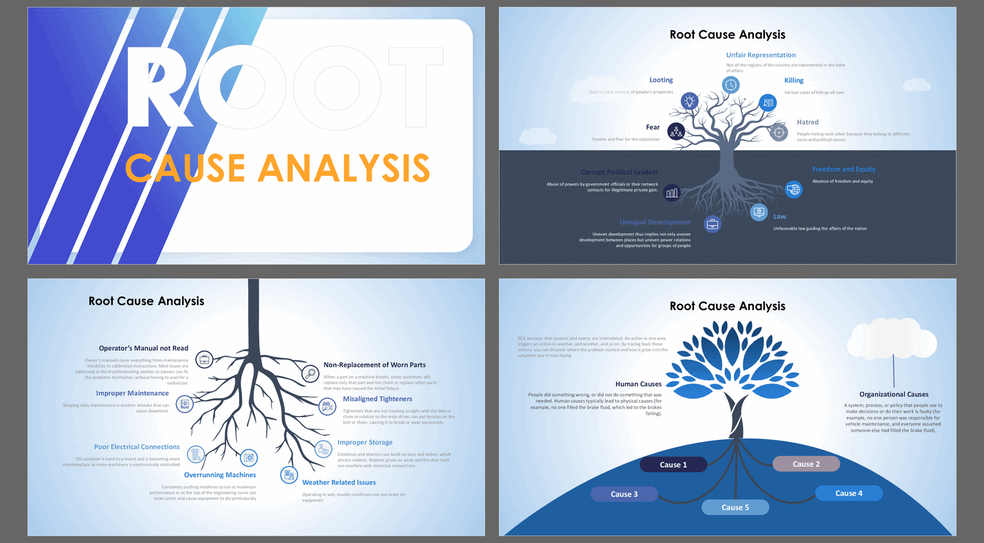 Root Cause Analysis (RCA) (36-slide PPT PowerPoint presentation (PPTX)) Preview Image