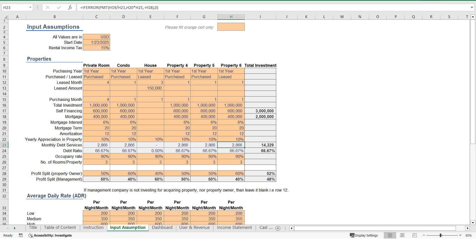 Property Management Financial Model Template (Excel template (XLSX)) Preview Image