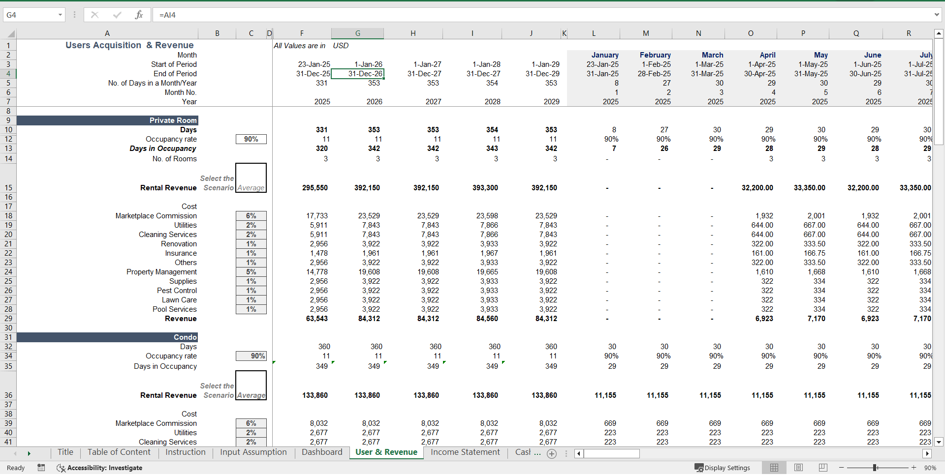 Property Management Financial Model Template (Excel template (XLSX)) Preview Image