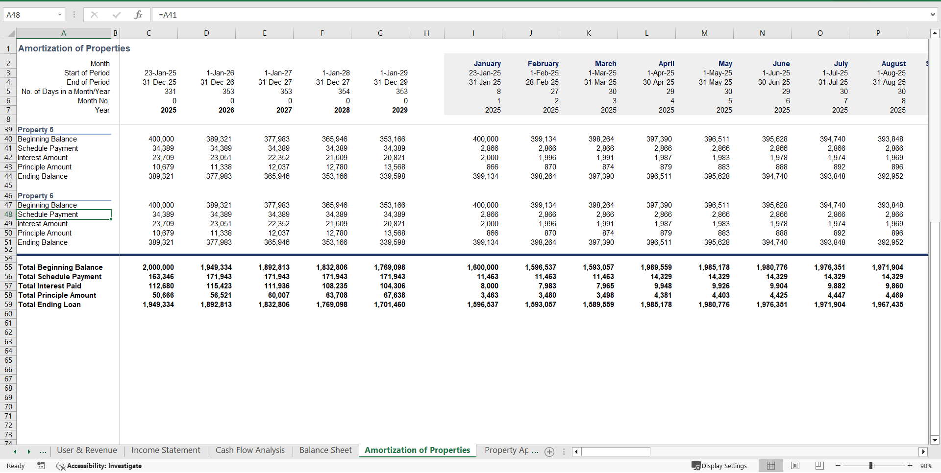 Property Management Financial Model Template (Excel template (XLSX)) Preview Image