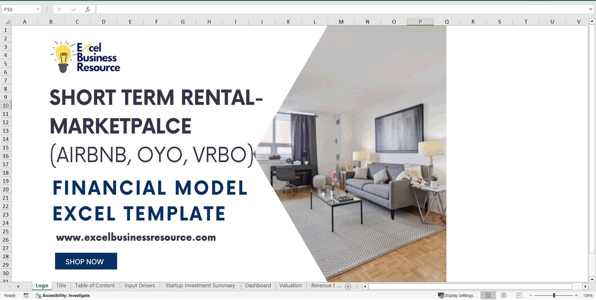 Short Term Rental Marketplace Financial Model Template (Excel template (XLSX)) Preview Image