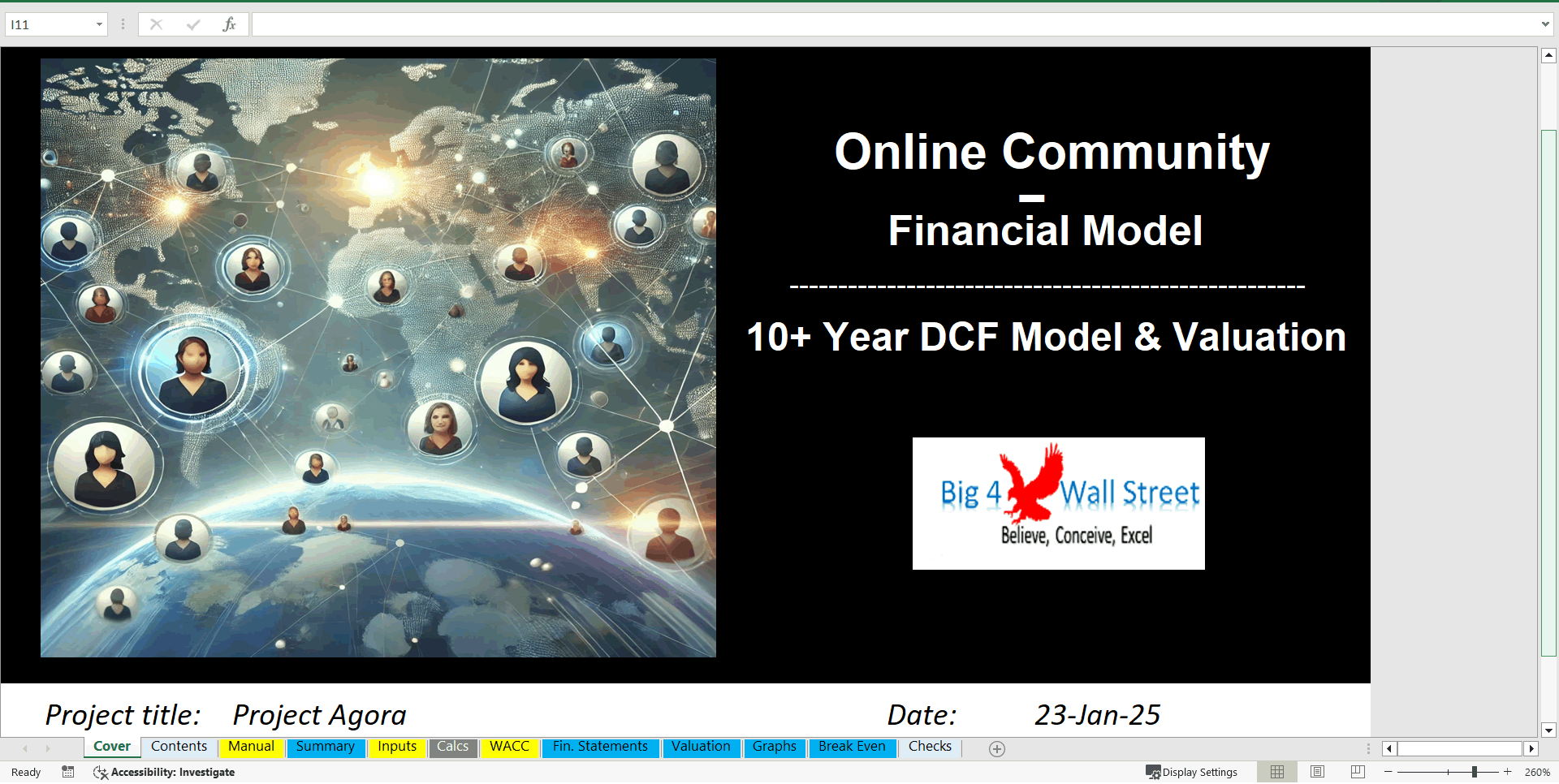 Online Community Business Financial Model (DCF & Valuation) (Excel template (XLSX)) Preview Image