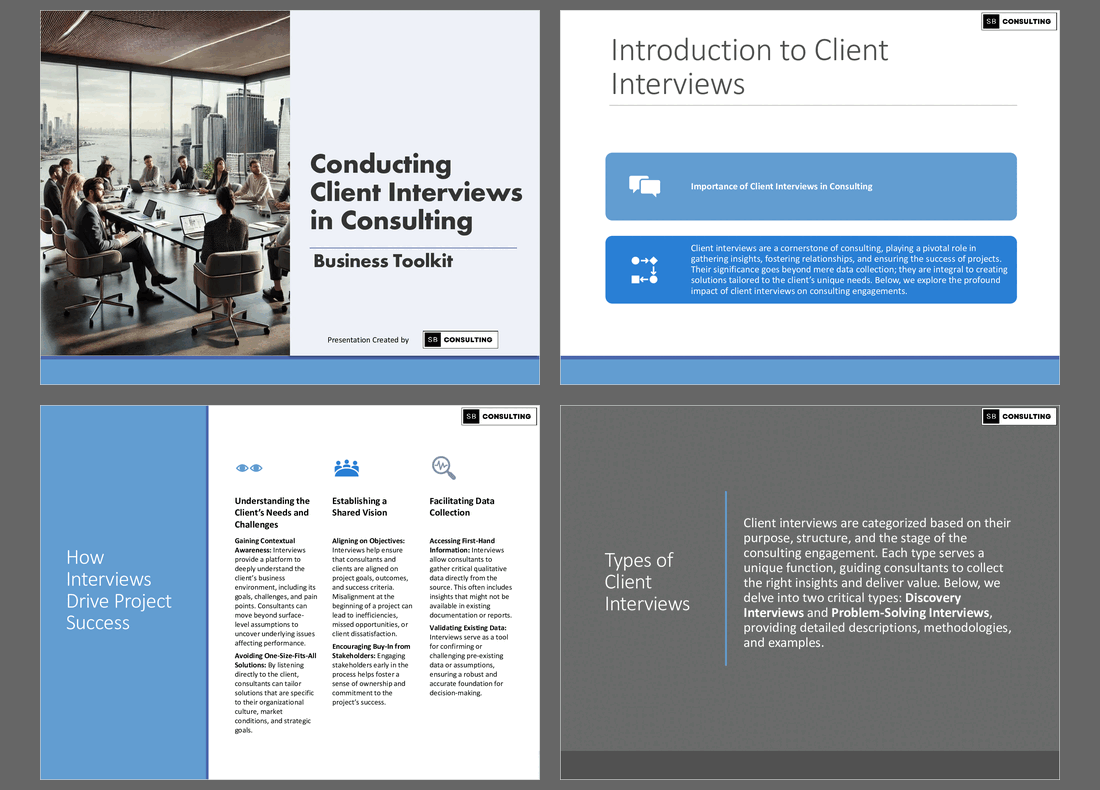 Consulting Client Interview Toolkit (405-slide PPT PowerPoint presentation (PPTX)) Preview Image