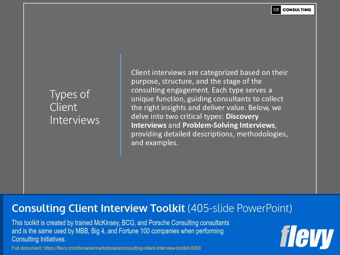 Consulting Client Interview Toolkit (405-slide PPT PowerPoint presentation (PPTX)) Preview Image