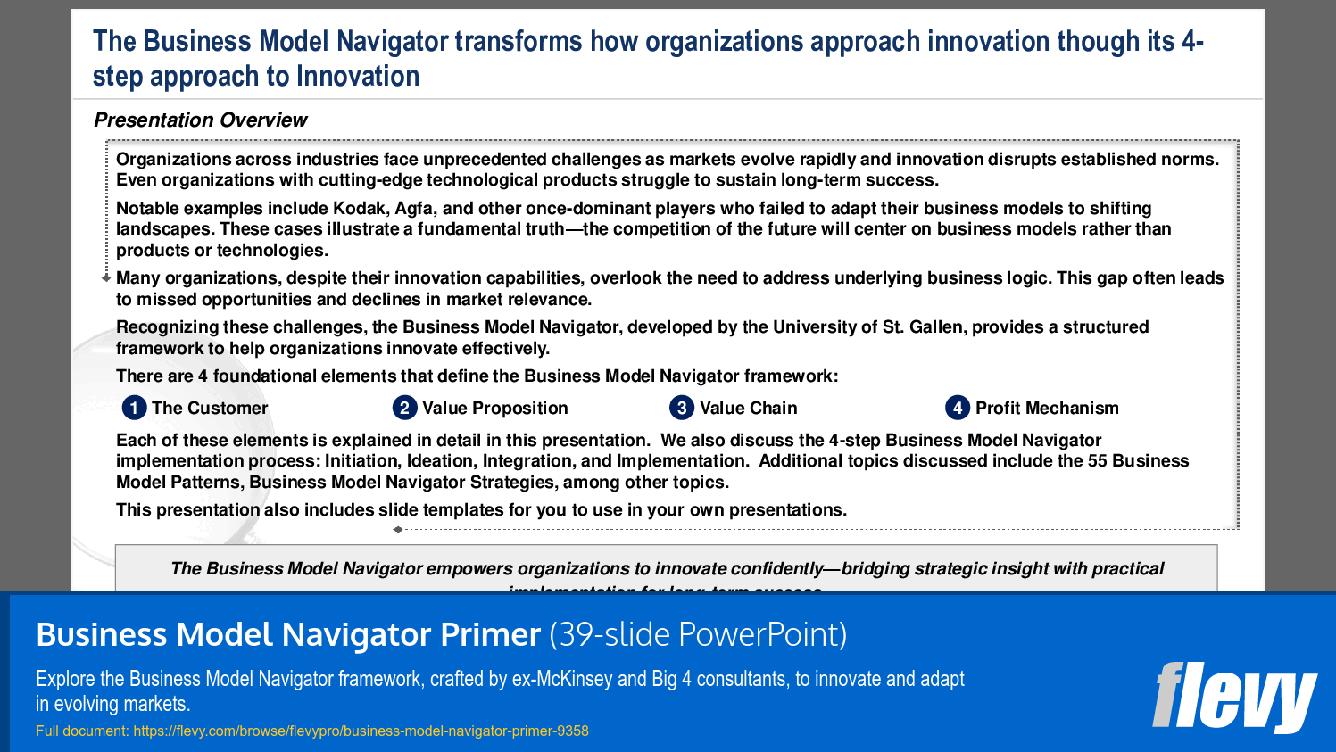 Business Model Navigator Primer (39-slide PPT PowerPoint presentation (PPTX)) Preview Image