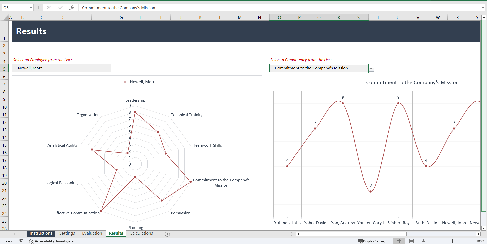 Performance Evaluation by Employee (Excel template (XLSX)) Preview Image