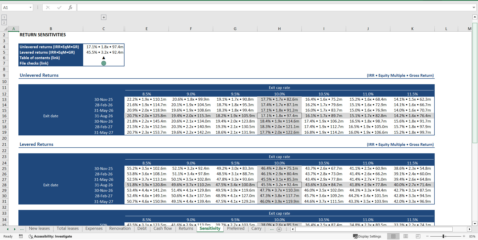 Retail Property Acquisition Financial Model (Excel template (XLSX)) Preview Image