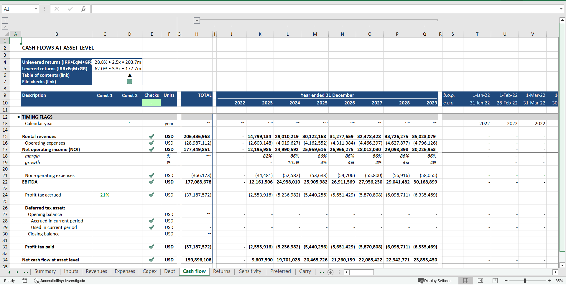 Retail Property Development Financial Model (Excel template (XLSX)) Preview Image