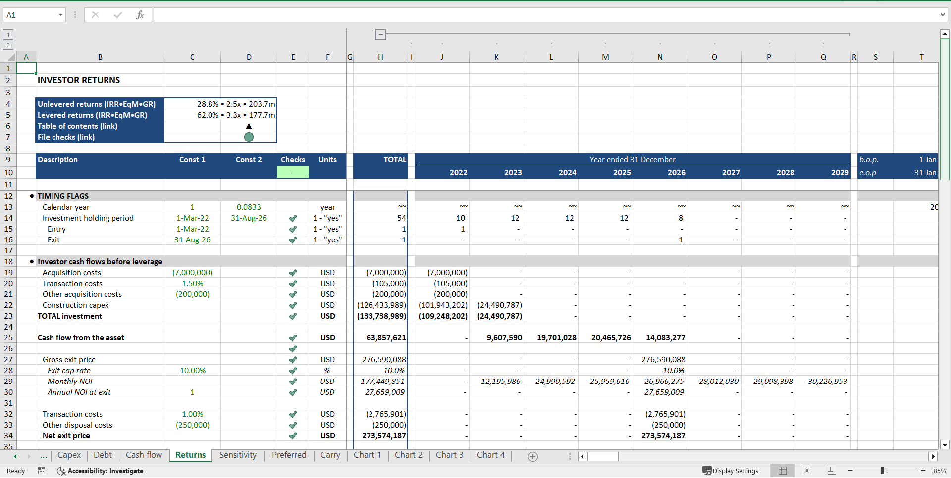 Retail Property Development Financial Model (Excel template (XLSX)) Preview Image