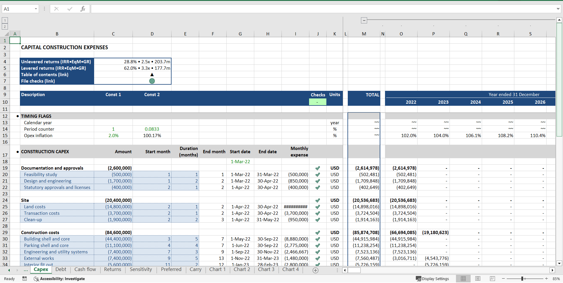 Retail Property Development Financial Model (Excel template (XLSX)) Preview Image