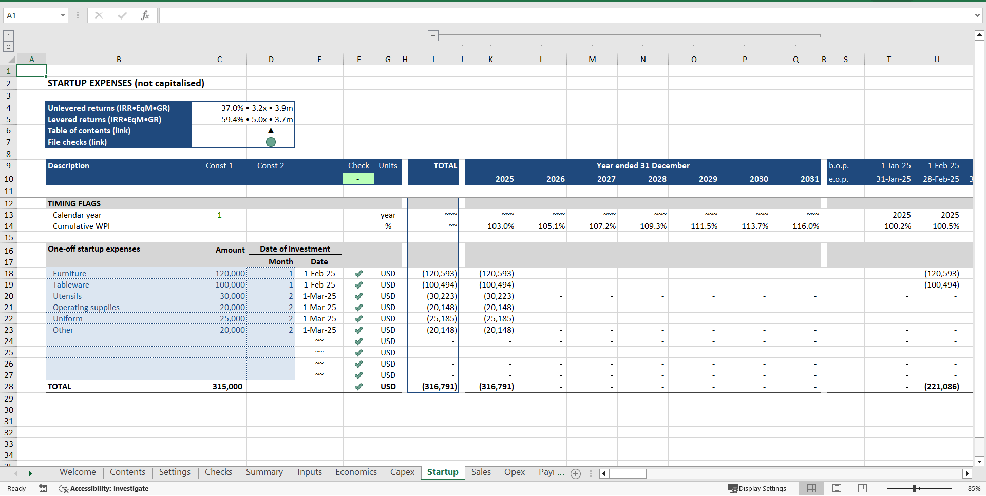 Restaurant Financial Model (Excel template (XLSX)) Preview Image