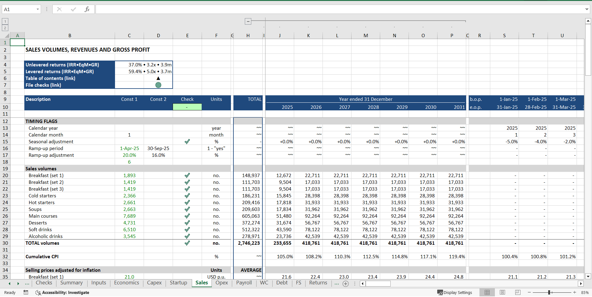 Restaurant Financial Model (Excel template (XLSX)) Preview Image