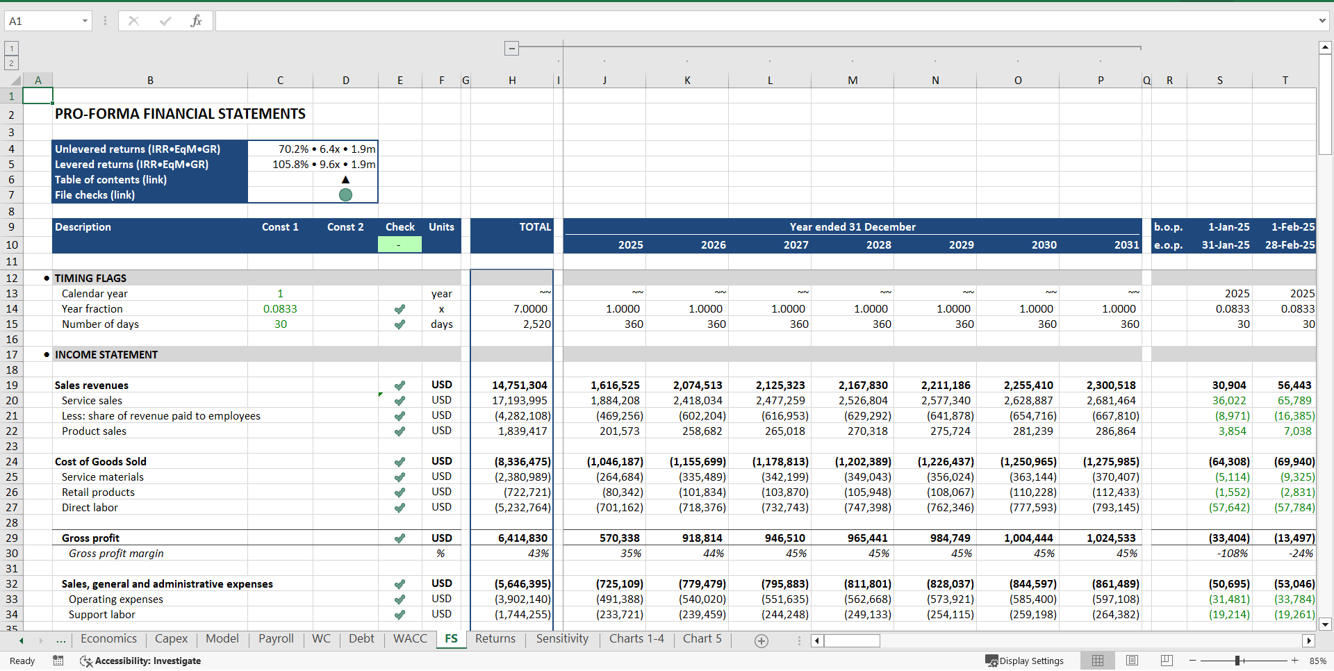 Beauty and Hair Salon Financial Model (Excel template (XLSX)) Preview Image