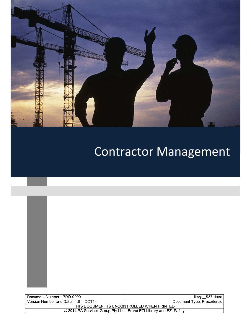 This is a partial preview of Contractor Management Procedure (48-page Word document). Full document is 48 pages. 
