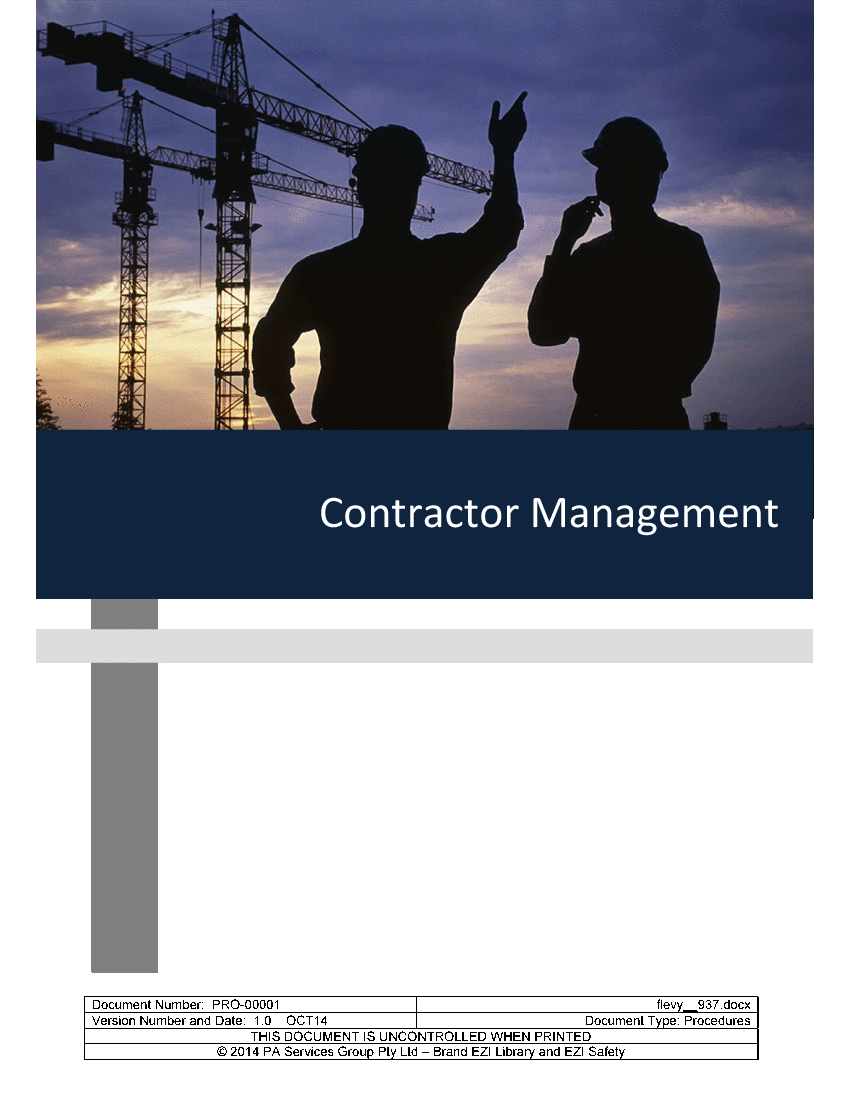 Contractor Management Procedure (48-page Word document) Preview Image