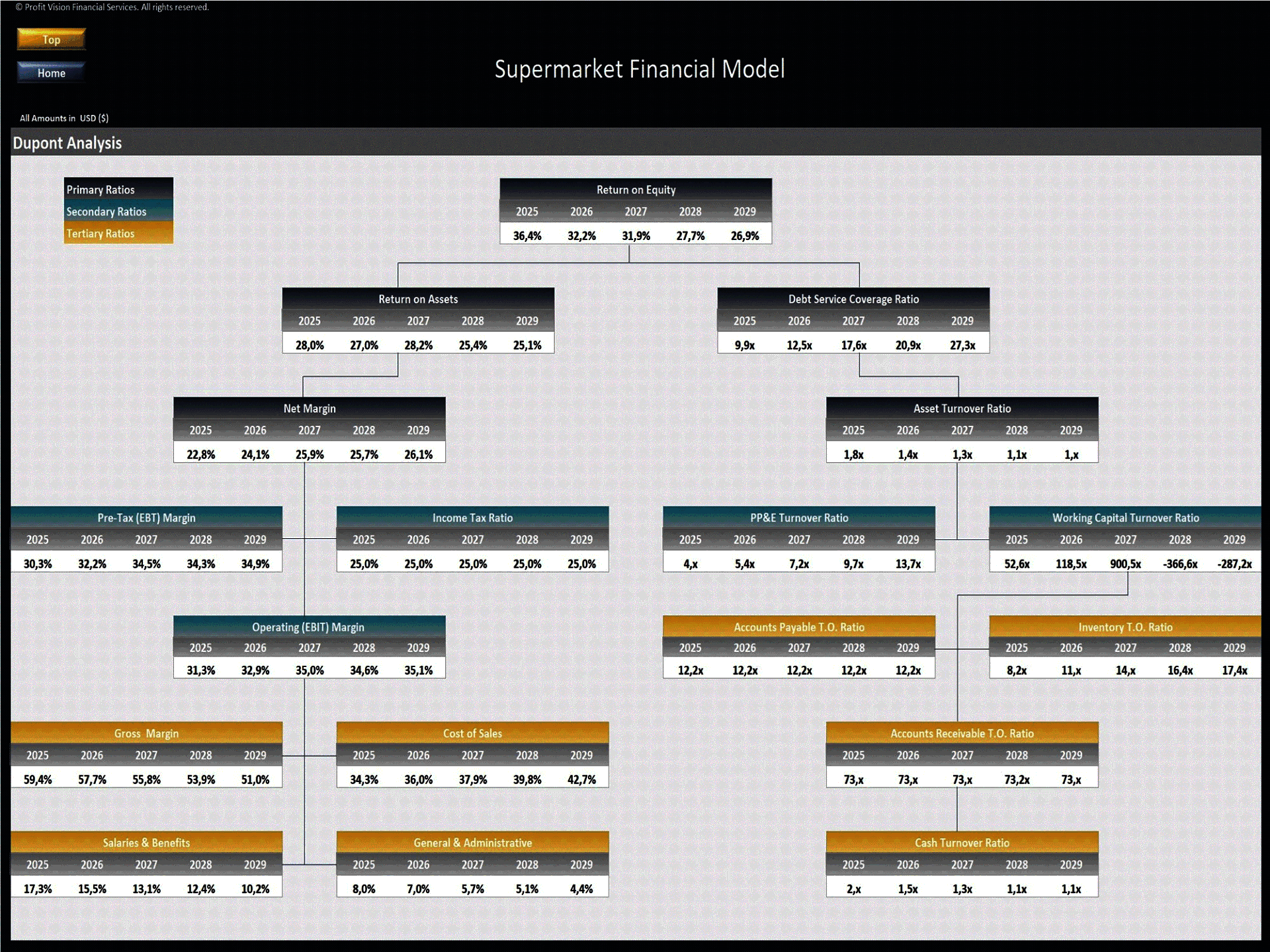 Supermarket – 5 Year Financial Model (Excel template (XLSX)) Preview Image