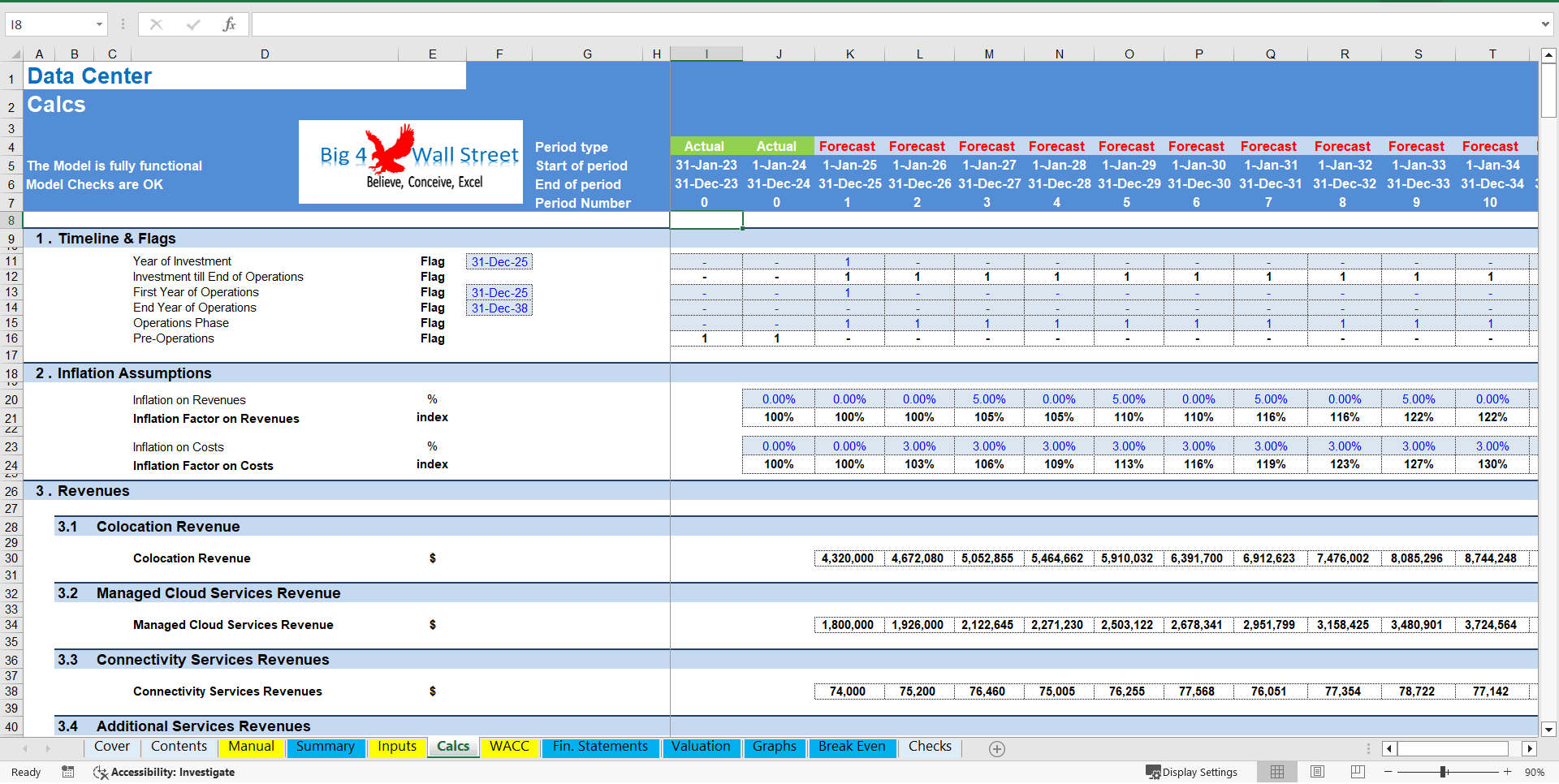 Data Center Financial Model (10+ Year DCF & Valuation) (Excel template (XLSX)) Preview Image