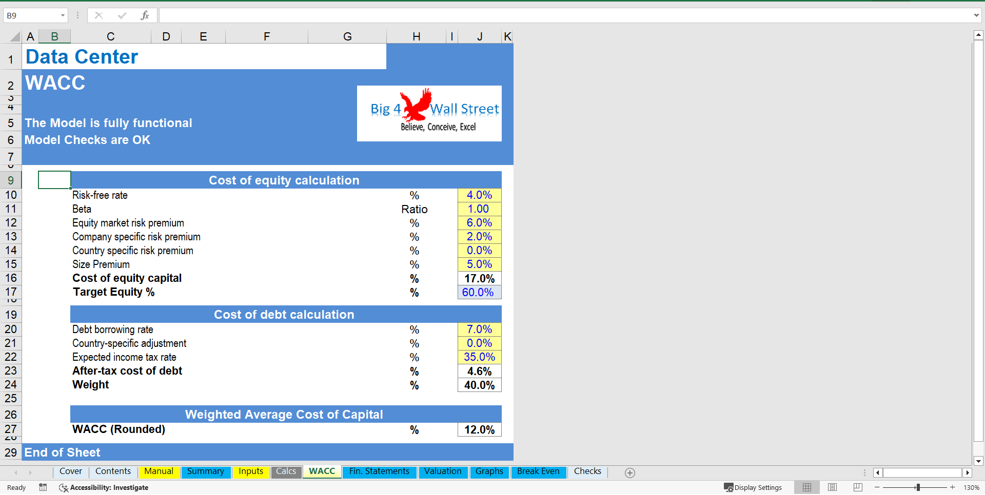 Data Center Financial Model (10+ Year DCF & Valuation) (Excel template (XLSX)) Preview Image