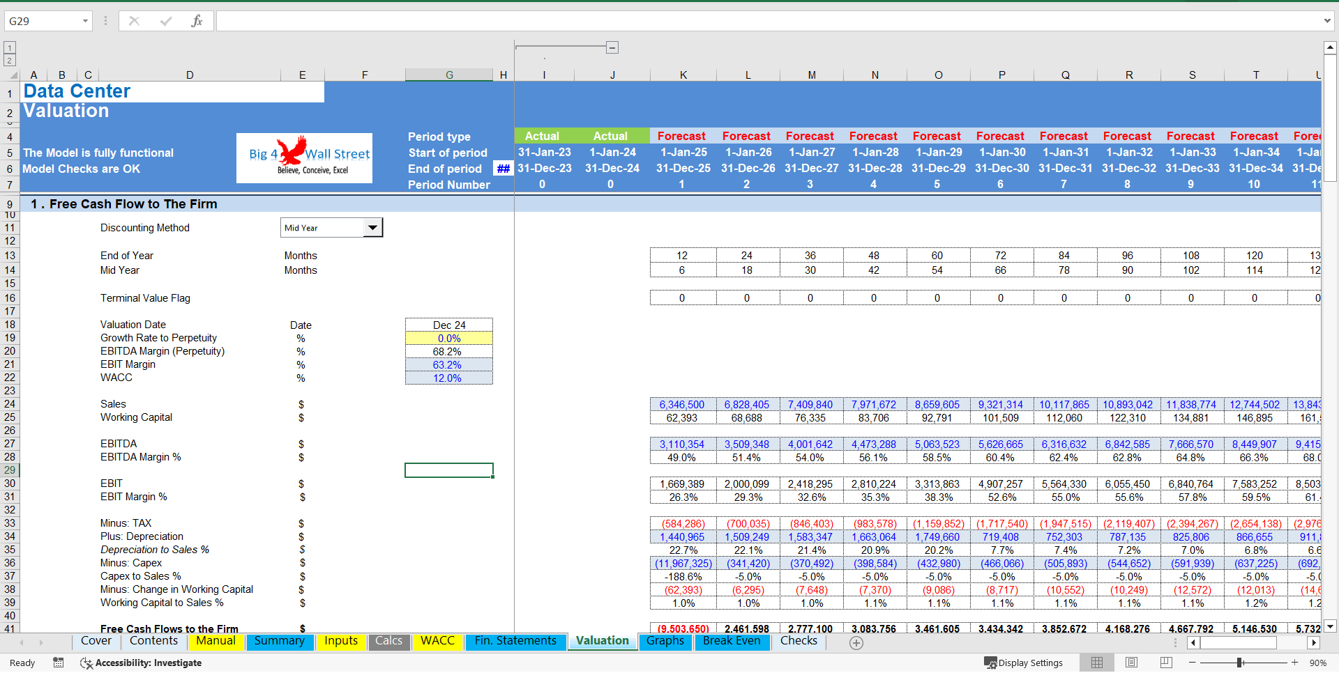 Data Center Financial Model (10+ Year DCF & Valuation) (Excel template (XLSX)) Preview Image