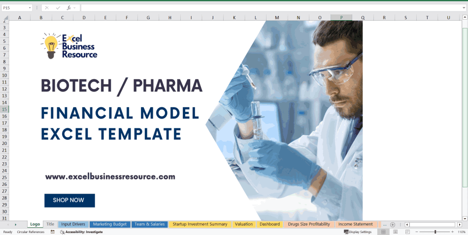 Biotech Financial Model & Valuation (Pharma Financial Model) (Excel template (XLSX)) Preview Image