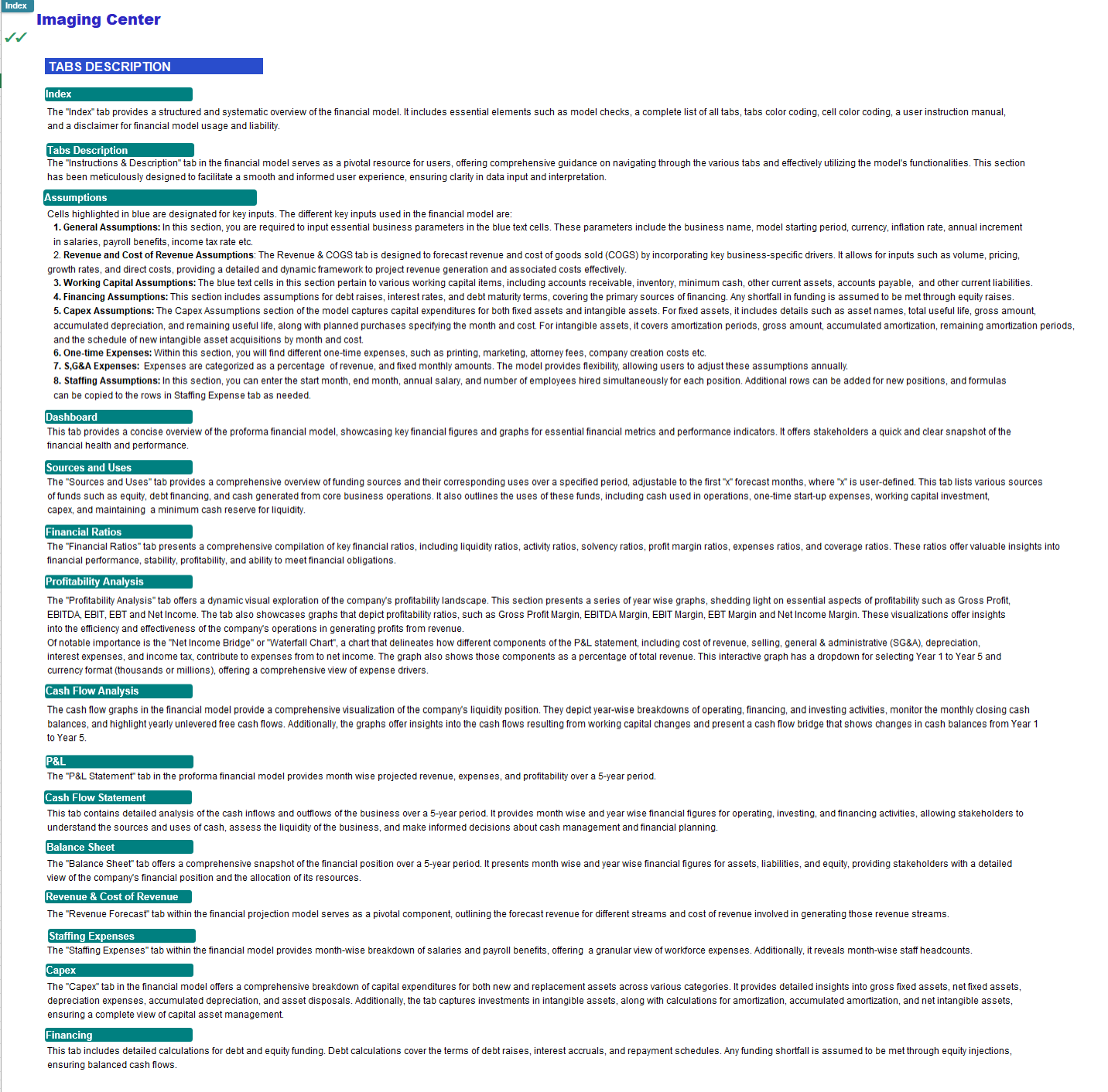 Imaging Center Monthly 5-Year Financial Model (Lite Version) (Excel template (XLSX)) Preview Image