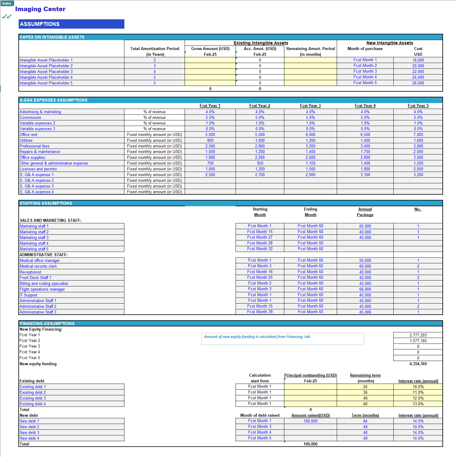 Imaging Center Monthly 5-Year Financial Model (Lite Version) (Excel template (XLSX)) Preview Image