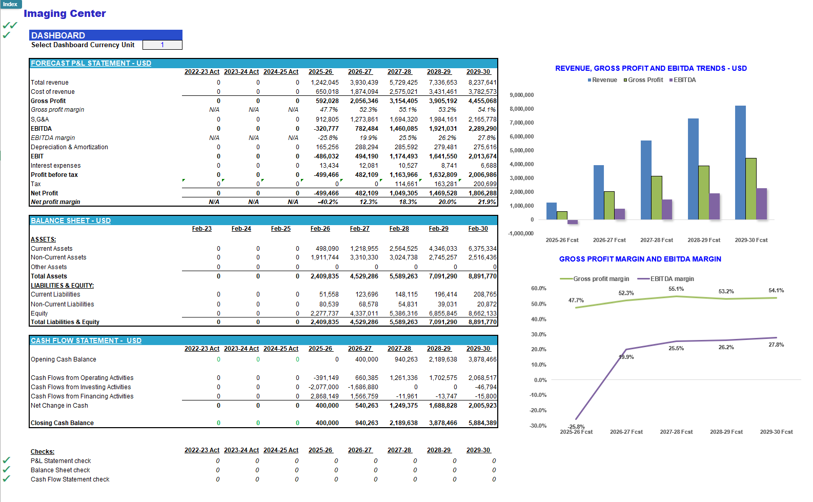 Imaging Center Monthly 5-Year Financial Model (Lite Version) (Excel template (XLSX)) Preview Image