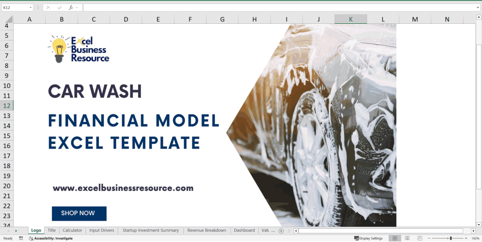 Car Wash Business Financial Projection Model (Excel template (XLSX)) Preview Image