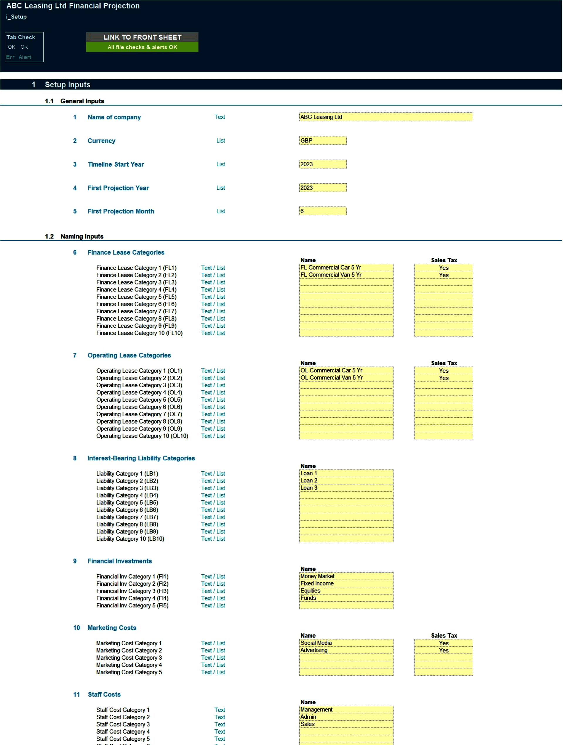 Leasing Company Financial Projection Model (Excel template (XLSX)) Preview Image