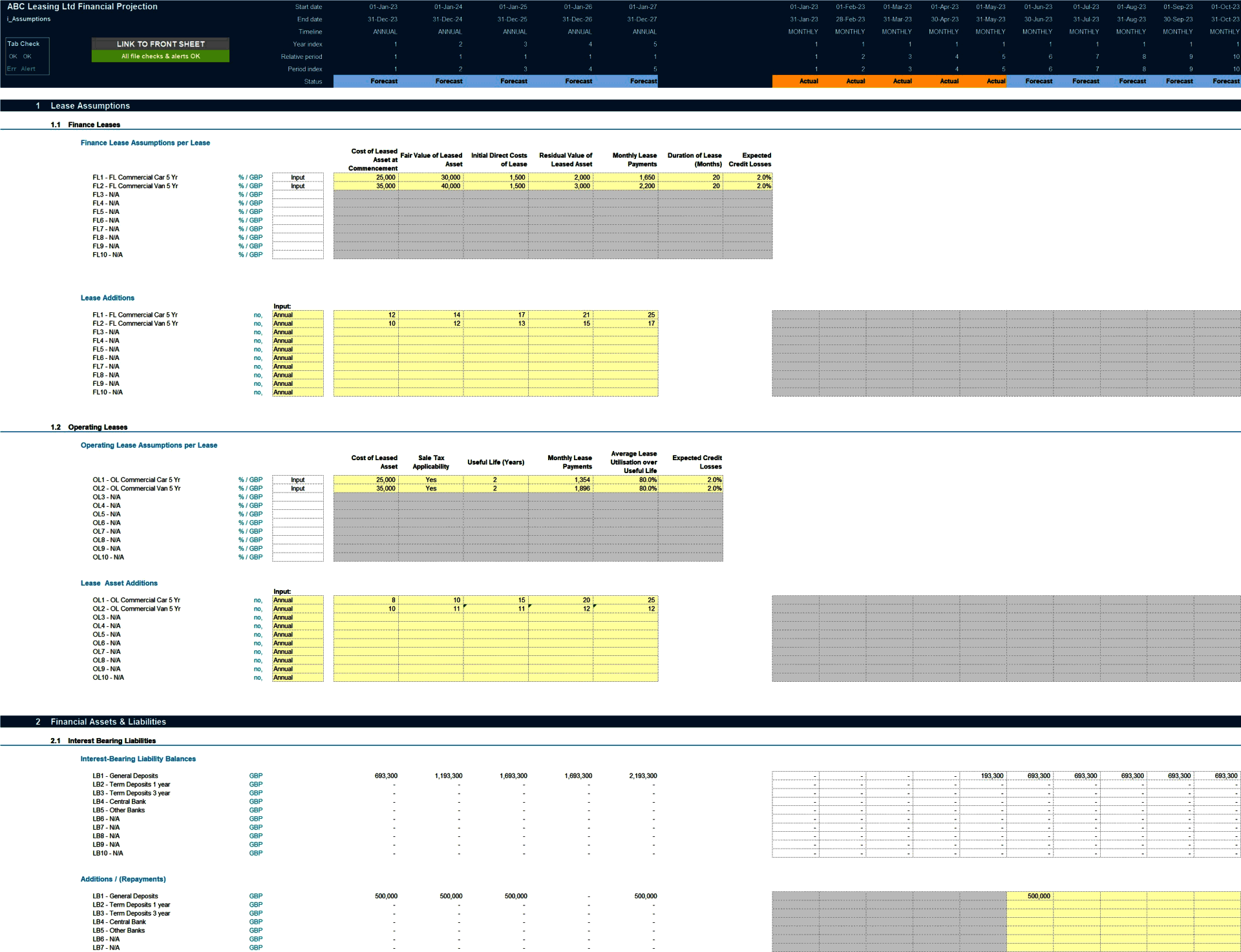 Leasing Company Financial Projection Model (Excel template (XLSX)) Preview Image