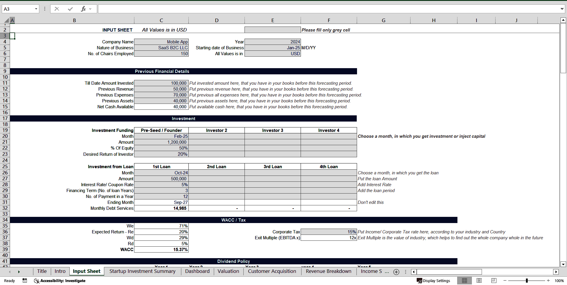 Mobile App Financial Model Template (Excel template (XLSX)) Preview Image