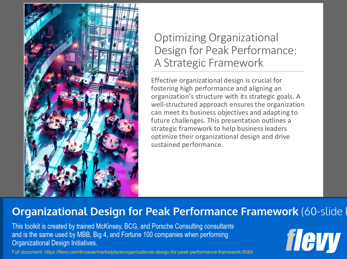 Organizational Design for Peak Performance Framework (60-slide PPT PowerPoint presentation (PPTX)) Preview Image