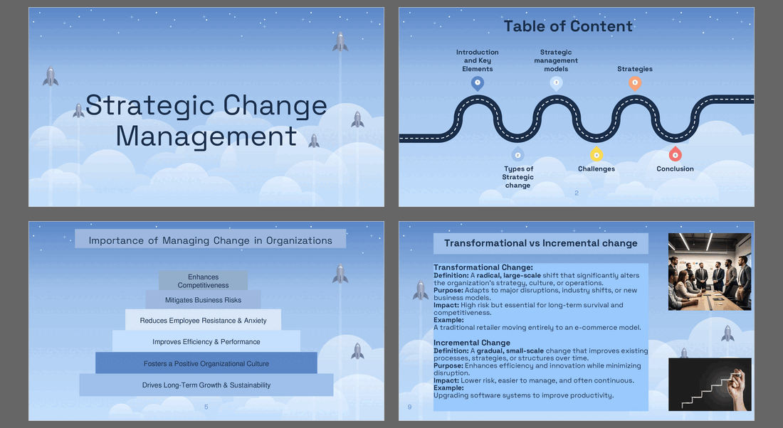 Strategic Change Management: Models, Strategies & Challenges (30-slide PPT PowerPoint presentation (PPTX)) Preview Image