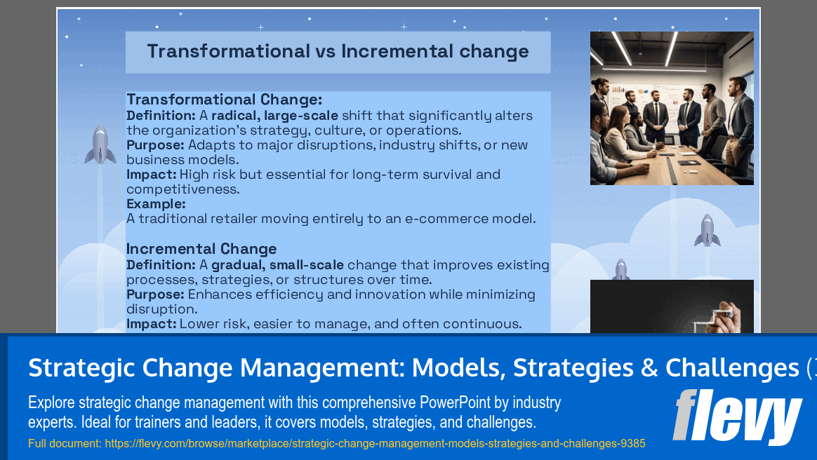 Strategic Change Management: Models, Strategies & Challenges (30-slide PPT PowerPoint presentation (PPTX)) Preview Image