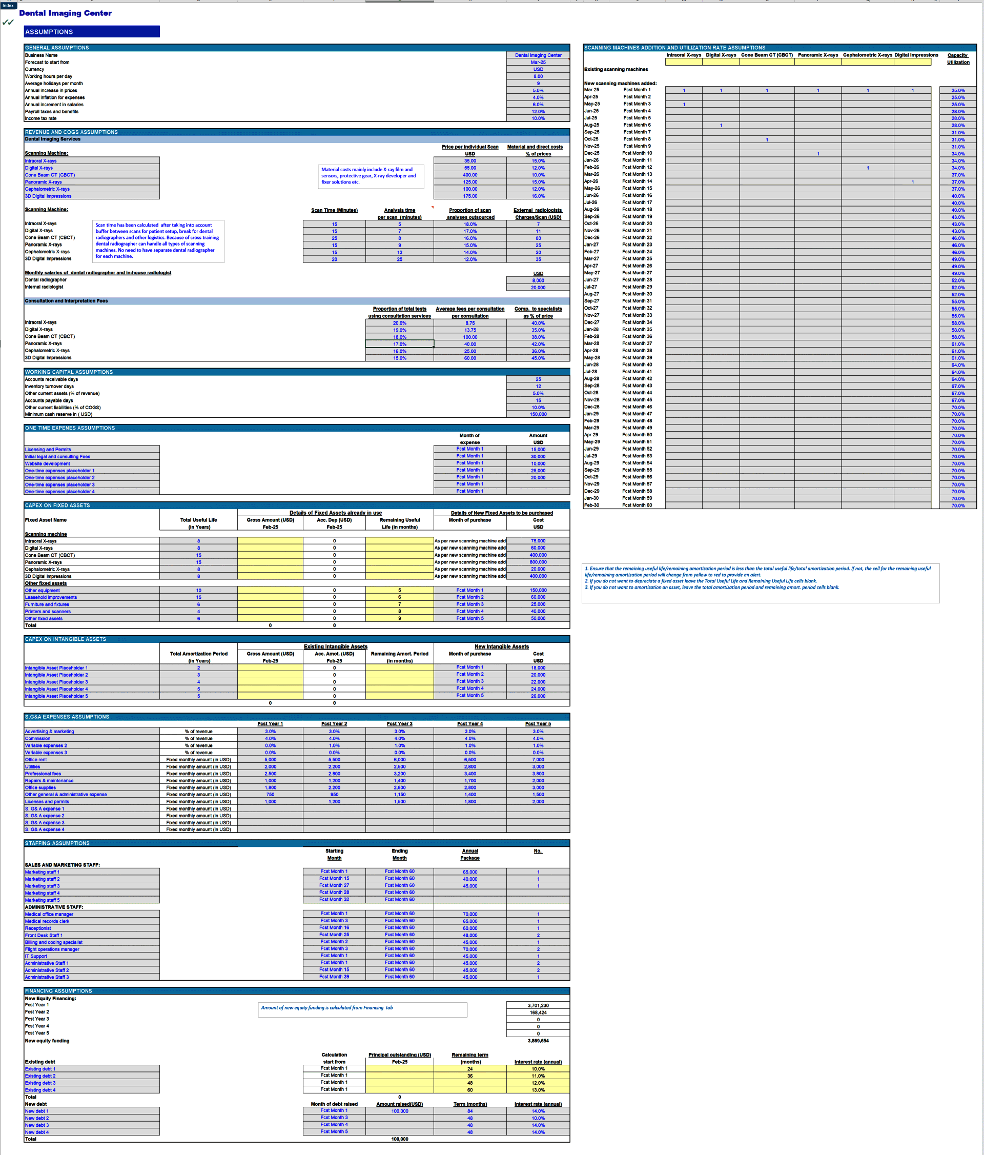 Dental Imaging Center Financial Projection Model (Lite version) (Excel template (XLSX)) Preview Image