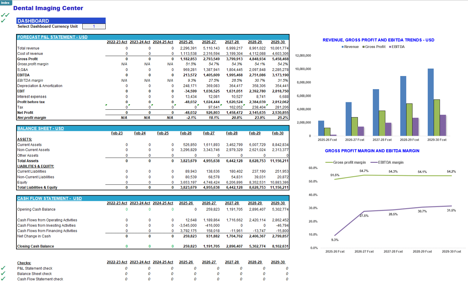 Dental Imaging Center Financial Projection Model (Lite version) (Excel template (XLSX)) Preview Image