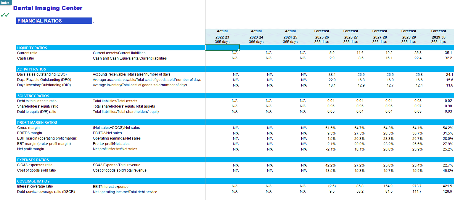 Dental Imaging Center Financial Projection Model (Lite version) (Excel template (XLSX)) Preview Image